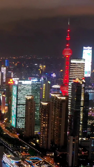 浦江两岸夜景航拍延时高架桥20秒视频