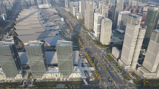 航拍南京河西城市商务建筑高楼大厦视频