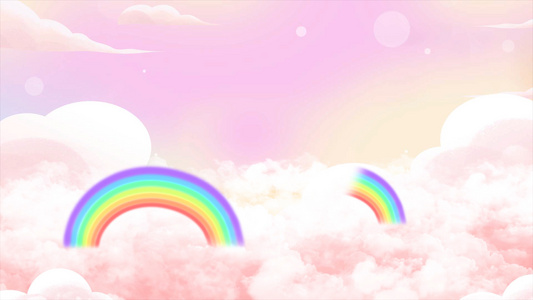 可爱梦幻绚丽彩虹云朵背景视频视频