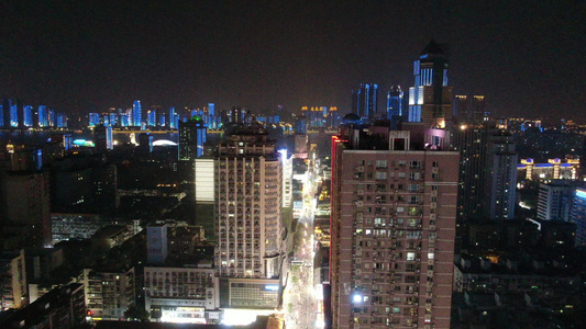 4K航拍武汉武昌城市夜景视频