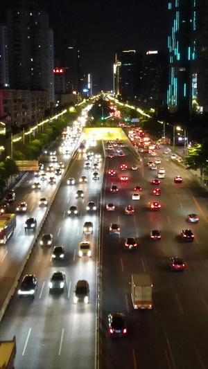 高清航拍广州城市夜景车流交通车水马龙广州市54秒视频