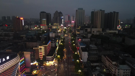 城市夜幕降临夜景灯光航拍视频[灯光灿烂]视频