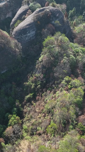 高清竖屏航拍桂林资源八角寨丹霞地貌自然景观视频