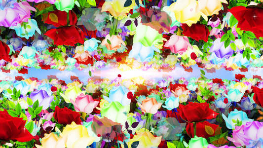 4K唯美的玫瑰花穿梭背景素材视频