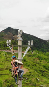 航拍电力建设施工视频