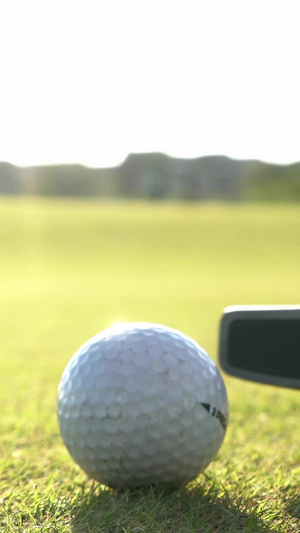 高尔夫球进洞特写高尔夫球杆5秒视频