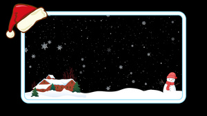 4K卡通冬天雪人下雪边框元素20秒视频