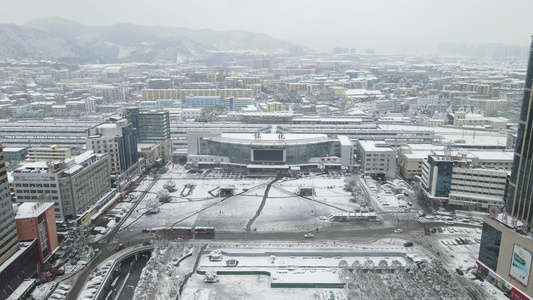 航拍冬天雪景视频