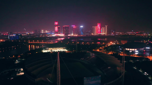 义乌城市夜景风光航拍视频