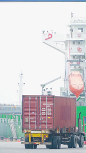 集装箱装起重吊机卸过程码头重工业视频