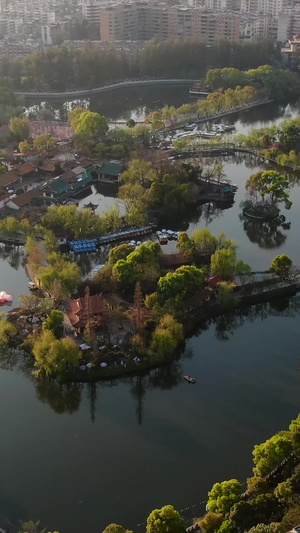 昆明城市中心旅游景点翠湖全景视频城市公园79秒视频