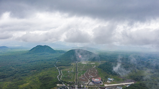 8k火山早晨大雾延时摄影视频