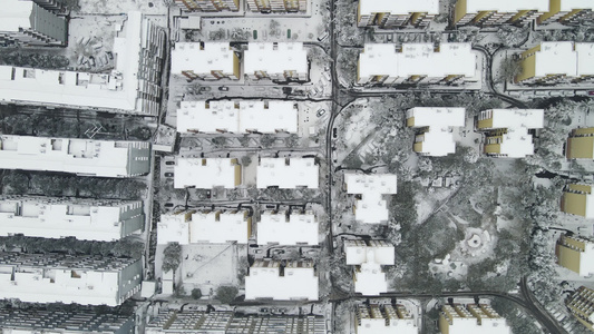 航拍城市小区住宅冬天雪景视频