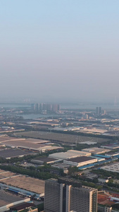 航拍武汉城市工业汽车城园区全景素材风光城市视频