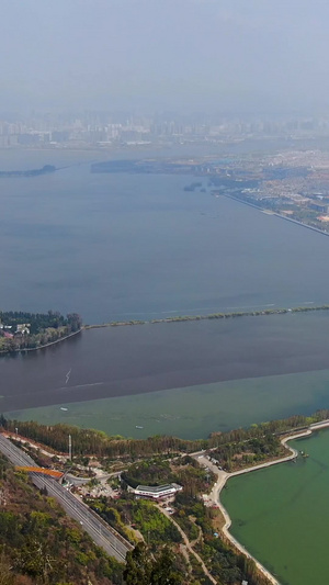 云南昆明滇池与湖泊城市全景视频城市旅游41秒视频