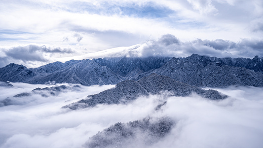 8K雪中雾凇秦岭山顶云海延时视频