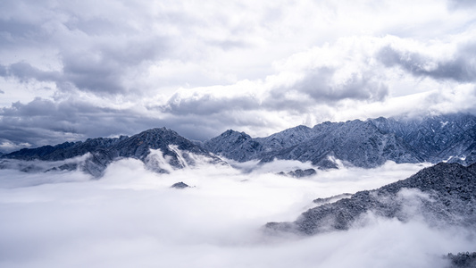 8K雾凇山顶云海超广视角延时视频