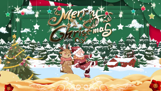 卡通圣诞节开场动画ae模板4K版视频
