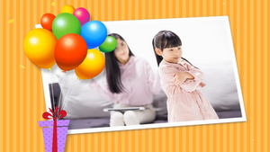 开心儿童生日祝福相册图片展示会声会影x10模板91秒视频