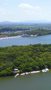 航拍天目湖风景区状元阁江苏省视频