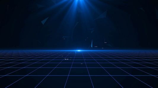 4k蓝色科技元素点线舞台背景视频