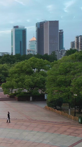 环绕航拍武汉辛亥革命纪念孙中山宋庆龄雕像广场素材风光城市视频