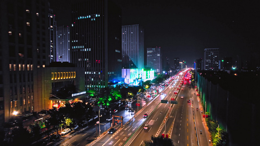 石家庄城市夜景天际线视频