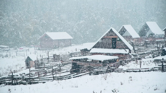 4K禾木契巴罗依村的雪景视频