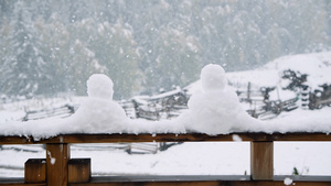 4K雪景雪人11秒视频