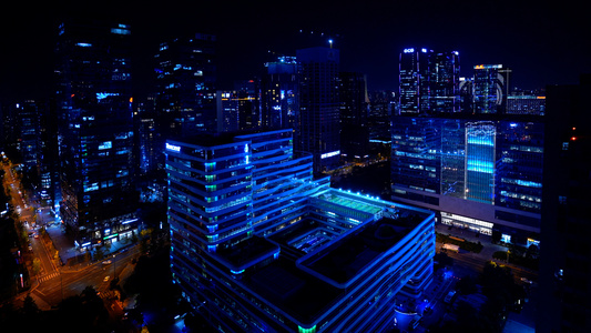 成都腾讯大厦商圈夜景视频