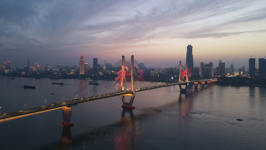 延时摄影日转夜航拍风光城市夕阳晚霞天空夜景灯光秀4k城市灯光素材视频