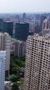 航拍上海火车站高楼大厦视频