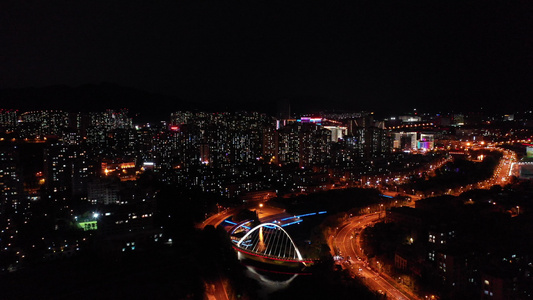 李村河斜拉桥夜景视频