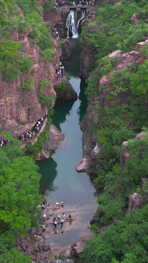 航拍5A云台山景区红峡谷景点视频风景名胜58秒视频