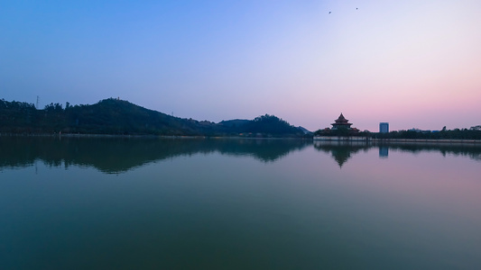 顺峰山湖景区晚霞清晨日出视频