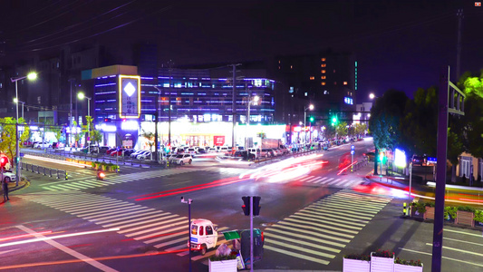 夜景延时交通视频