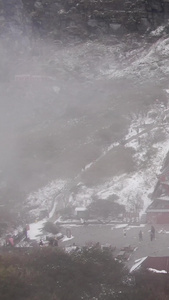 航拍梵净山承恩寺雪景视频