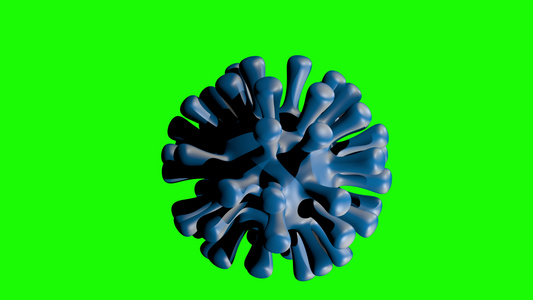 3D冠状病毒模型在绿屏背景上旋转视频