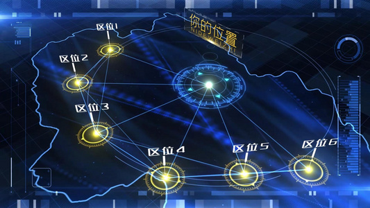 科技动态地图区位定位中心发散AE模板视频