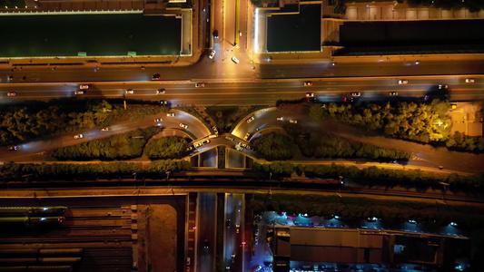 西安尚武门夜景城市车流灯光航拍视频