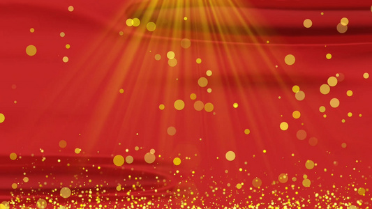 红色丝绸背景金色粒子视频