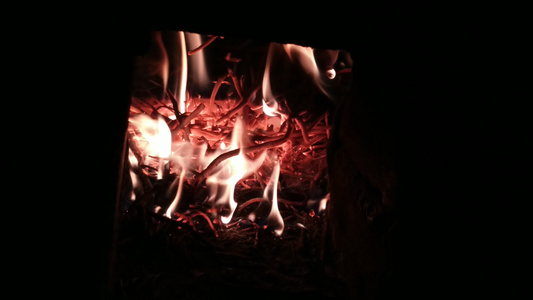 燃烧的灶火火焰4K实拍视频视频