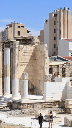 希腊首都雅典古代市集古建筑遗址实拍视频旅游视频61秒视频