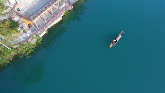 航拍湖南郴州5A景区东江湖渔民自然风光4k素材视频