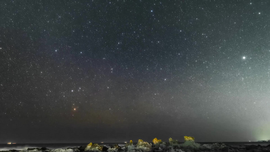 海面礁石船只夜景星空流星延时视频