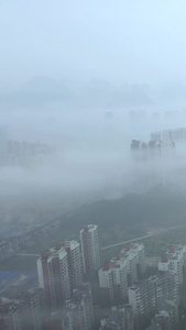 桂林市城区罕见天气云雾航拍视频梅雨季节视频