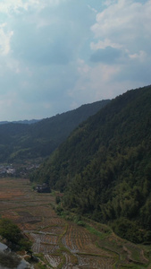 航拍湖南邵阳5A级旅游景区崀山山脚下乡村农业农田素材5A级景区视频