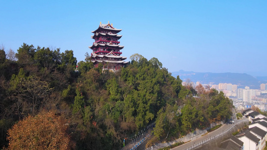 4k航拍四川巴中市鸟瞰南龛风景区红色旅游视频