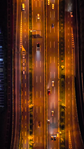 航拍城市主干道夜景车流道路车流视频