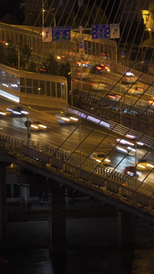 航拍城市夜景道路桥梁交通车流素材城市素材视频